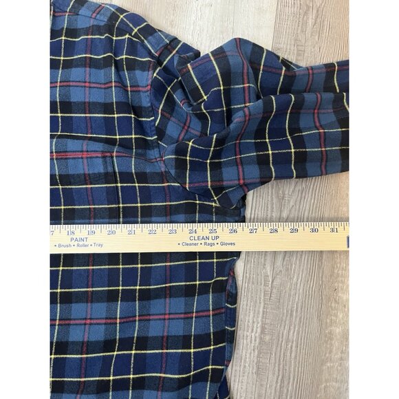 Lands End Shirt Mens XL Thick Flannel Button Down Blue Plaid Long Sleeve - Picture 6 of 7